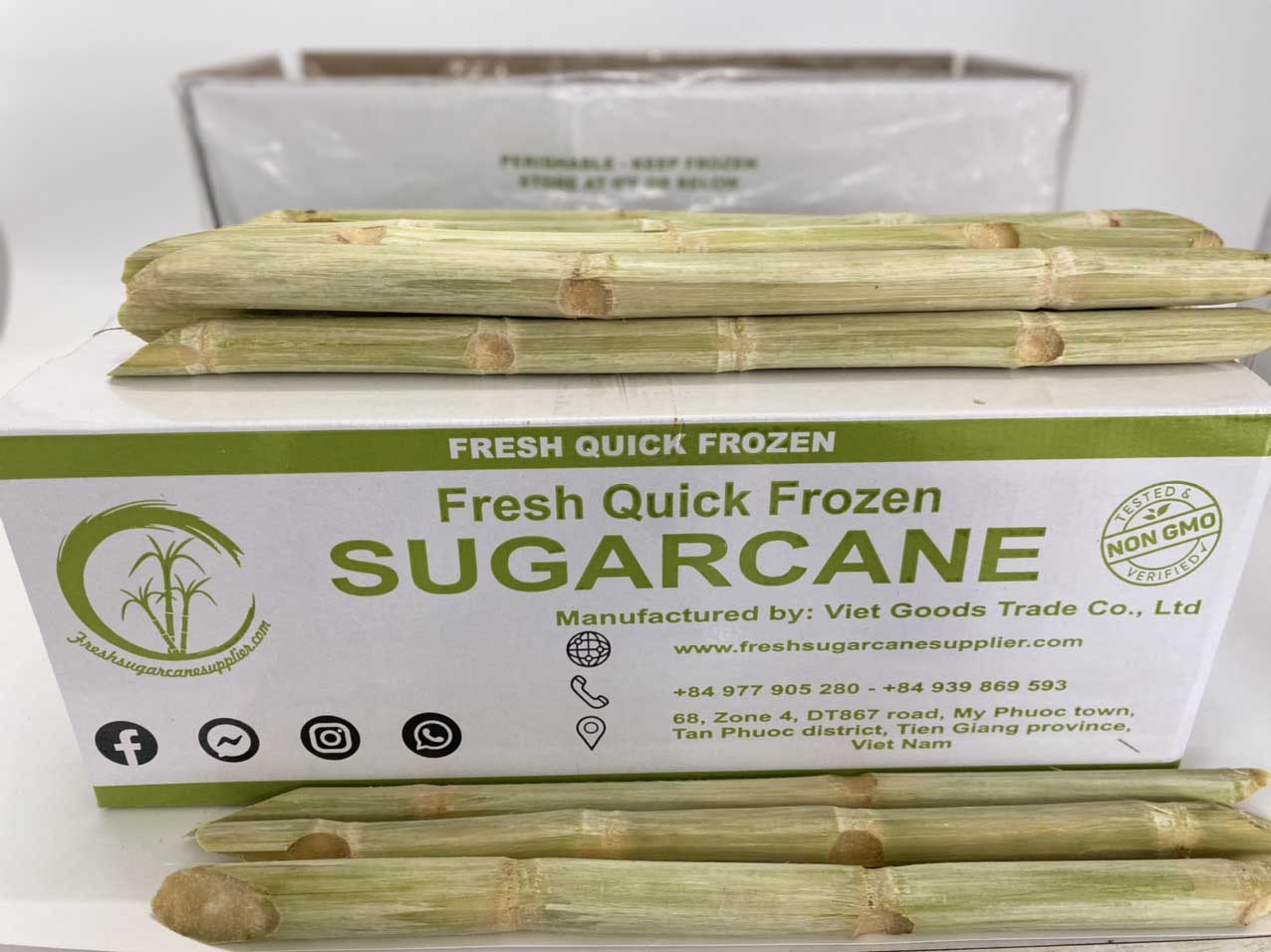 Frozen sugarcane sticks bud removed